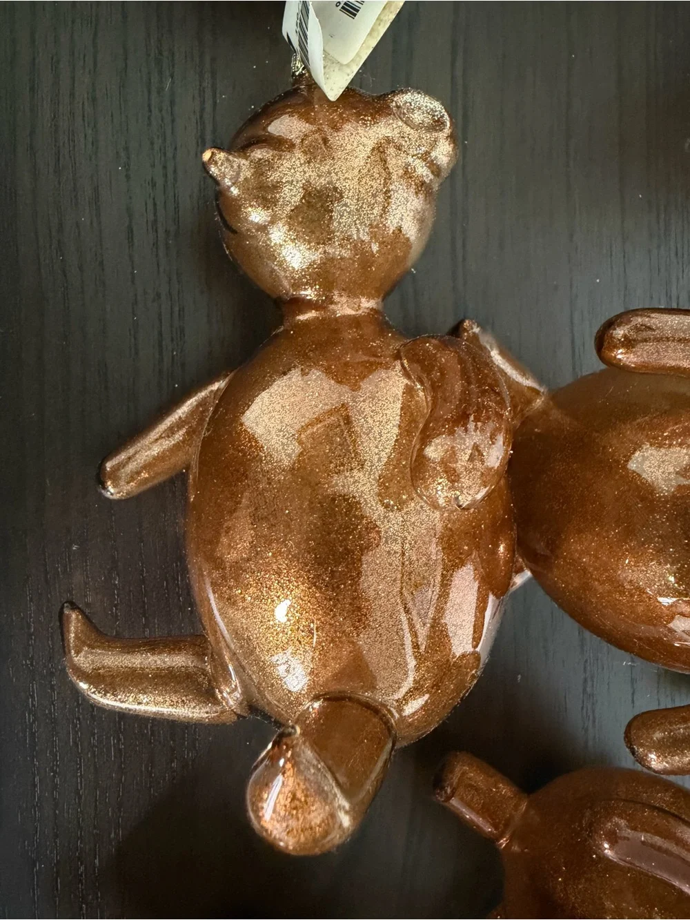 Pier 1 Vintage Copper Glitter Crystal Teddy Bear Holiday Ornaments (Set of 12)